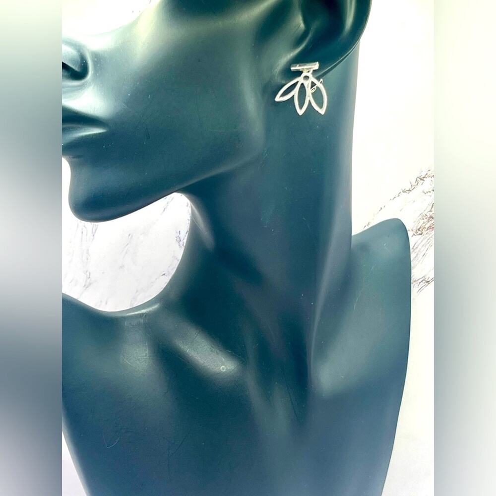 Songbird Collection silver tone Lotus flower earrings, wear 2 ways